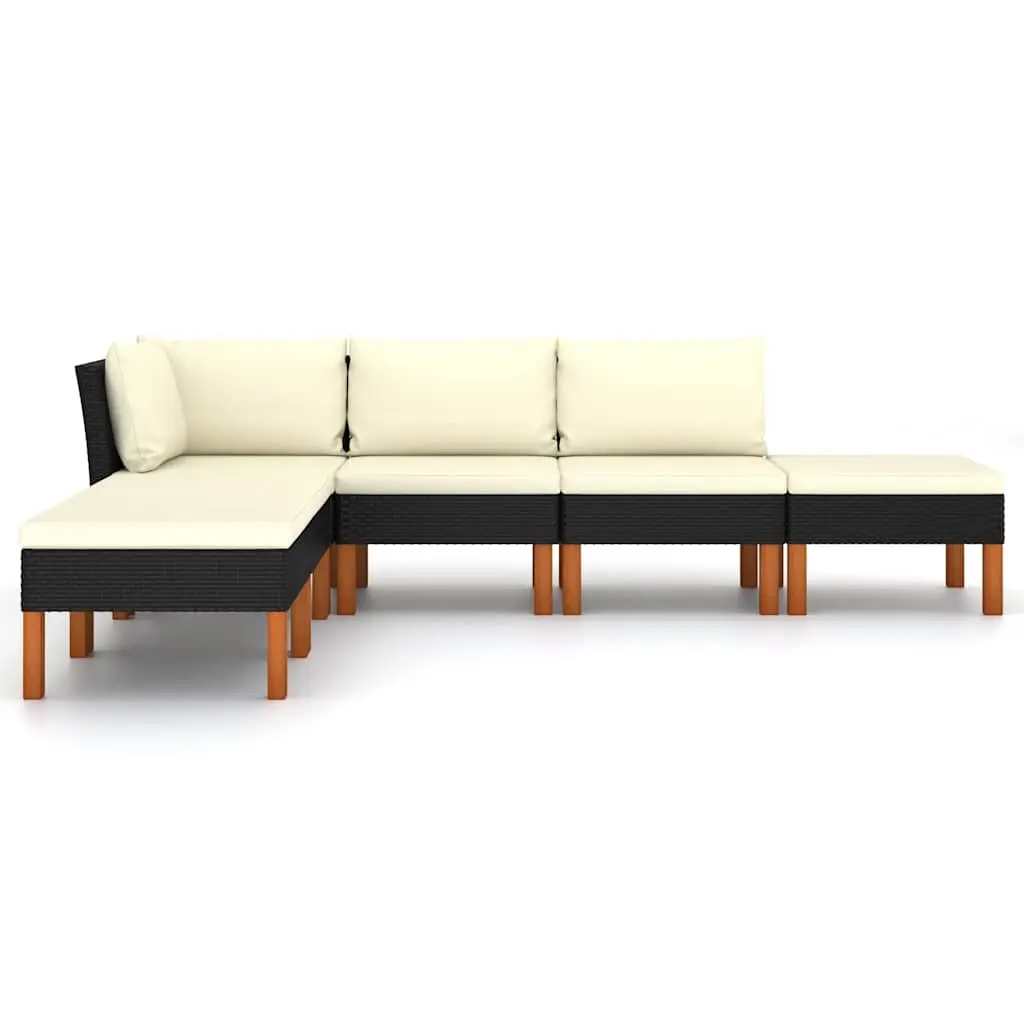 6-Piece Black Outdoor Lounge Set