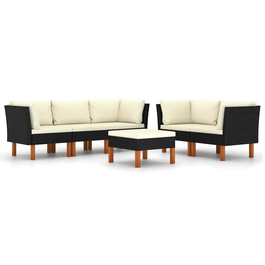 Garden Lounge Set 6 Piece Outdoor Furniture Weather Resistant Poly Rattan Sofa with Cushions