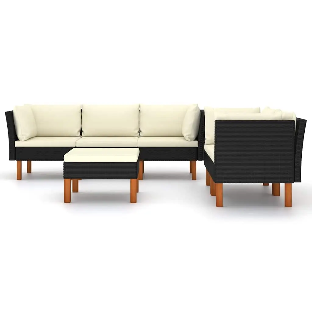 Garden Lounge Set 6 Piece Outdoor Furniture Weather Resistant Poly Rattan Sofa with Cushions