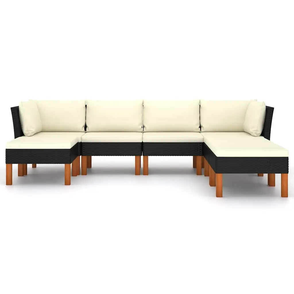 Garden Lounge Set 7 Piece Outdoor Furniture with Cushions Poly Rattan Black