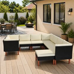 Your New Favorite 9 Piece Garden Lounge Set in Black