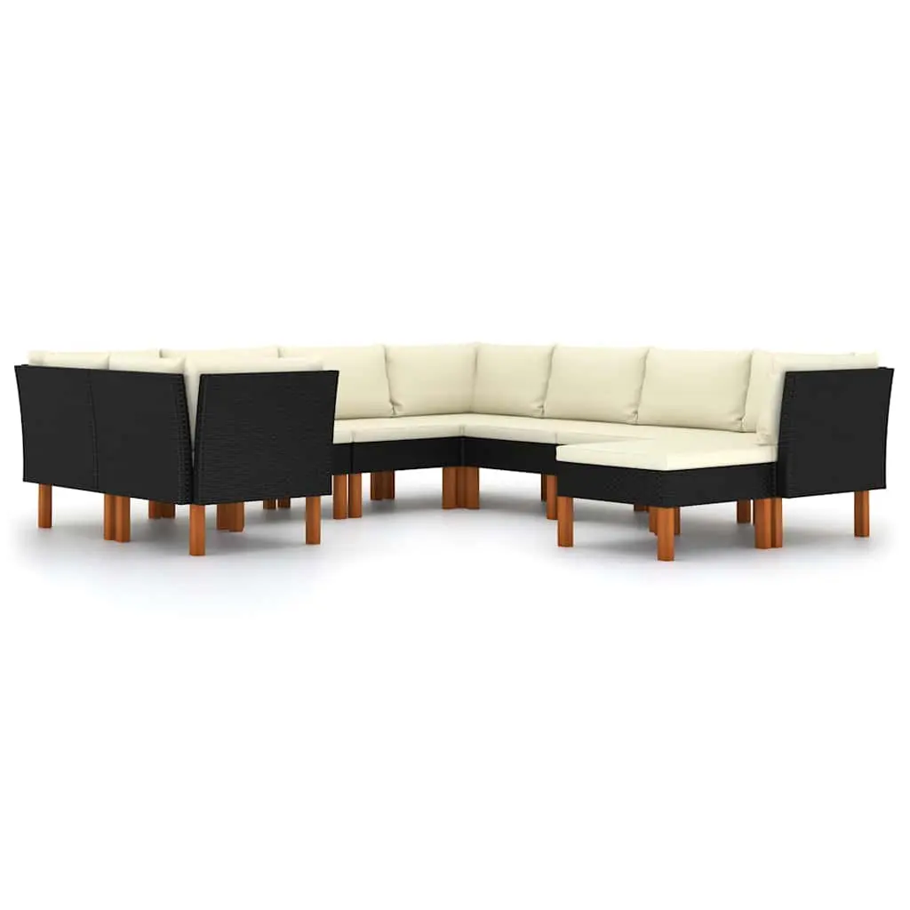 9 Piece Garden Lounge Set in Black