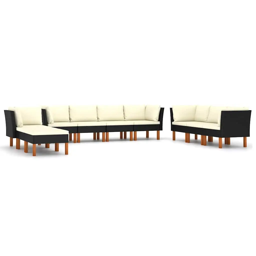 Garden Lounge Set 10 Piece Outdoor Furniture Poly Rattan Sofa with Cushions