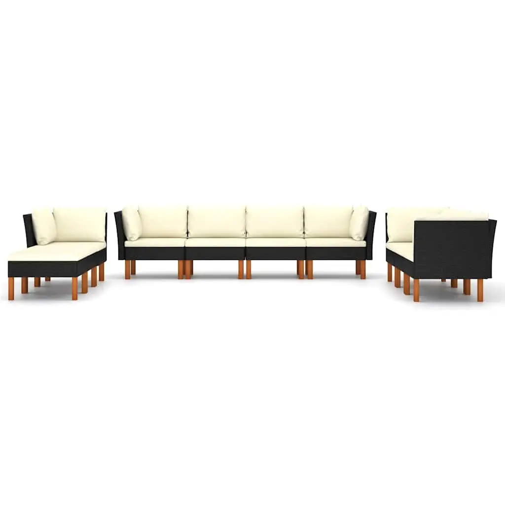 Garden Lounge Set 10 Piece Outdoor Furniture Poly Rattan Sofa with Cushions