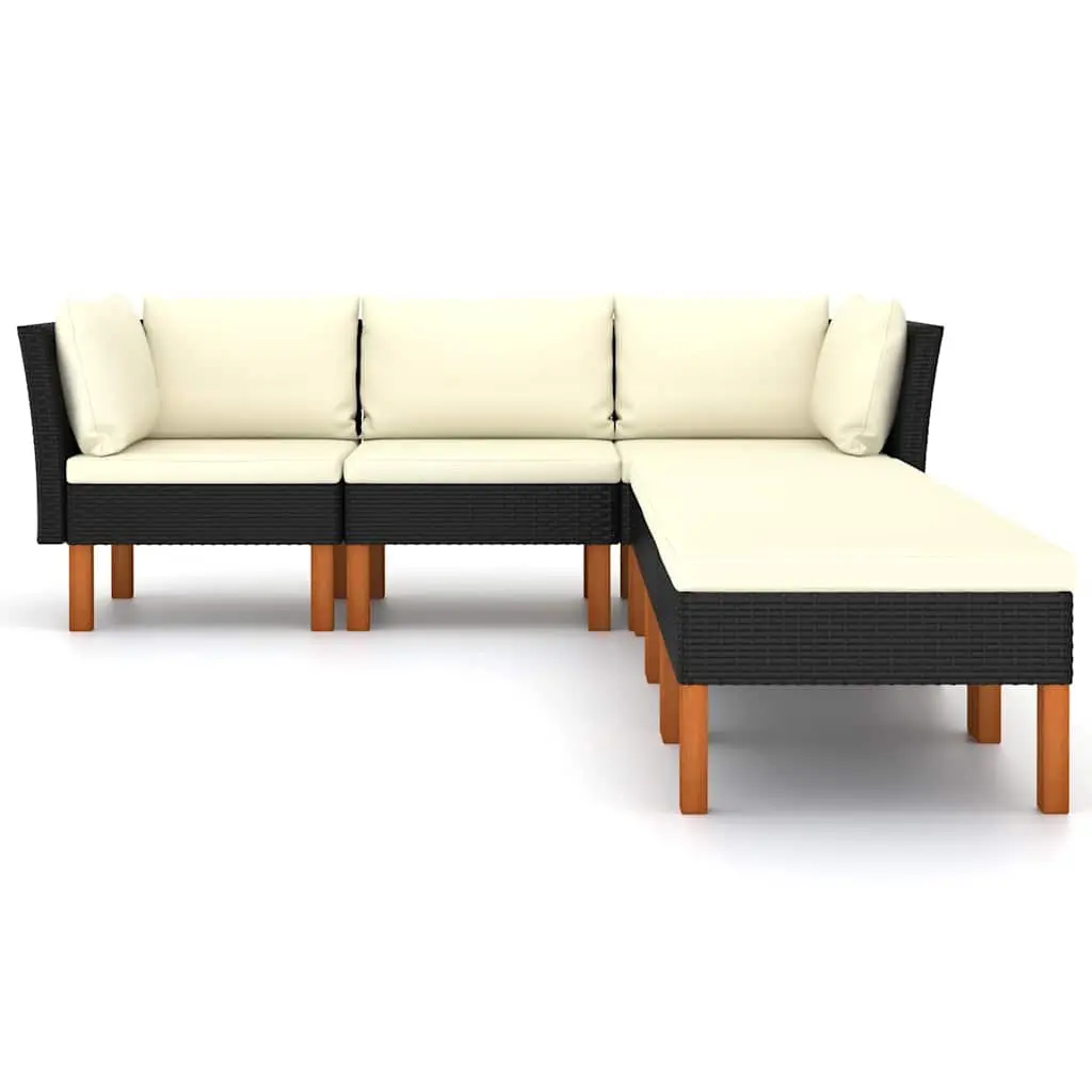 Garden Lounge Set Weather-resistant PE Rattan Sofa with Cushions 6 Piece Black