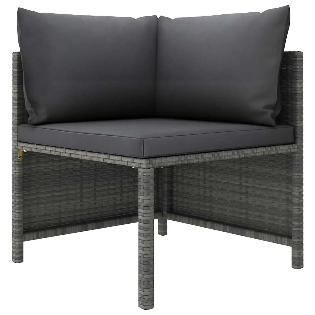 Garden Lounge Set 5 Piece Poly Rattan Outdoor Furniture Grey Cushions