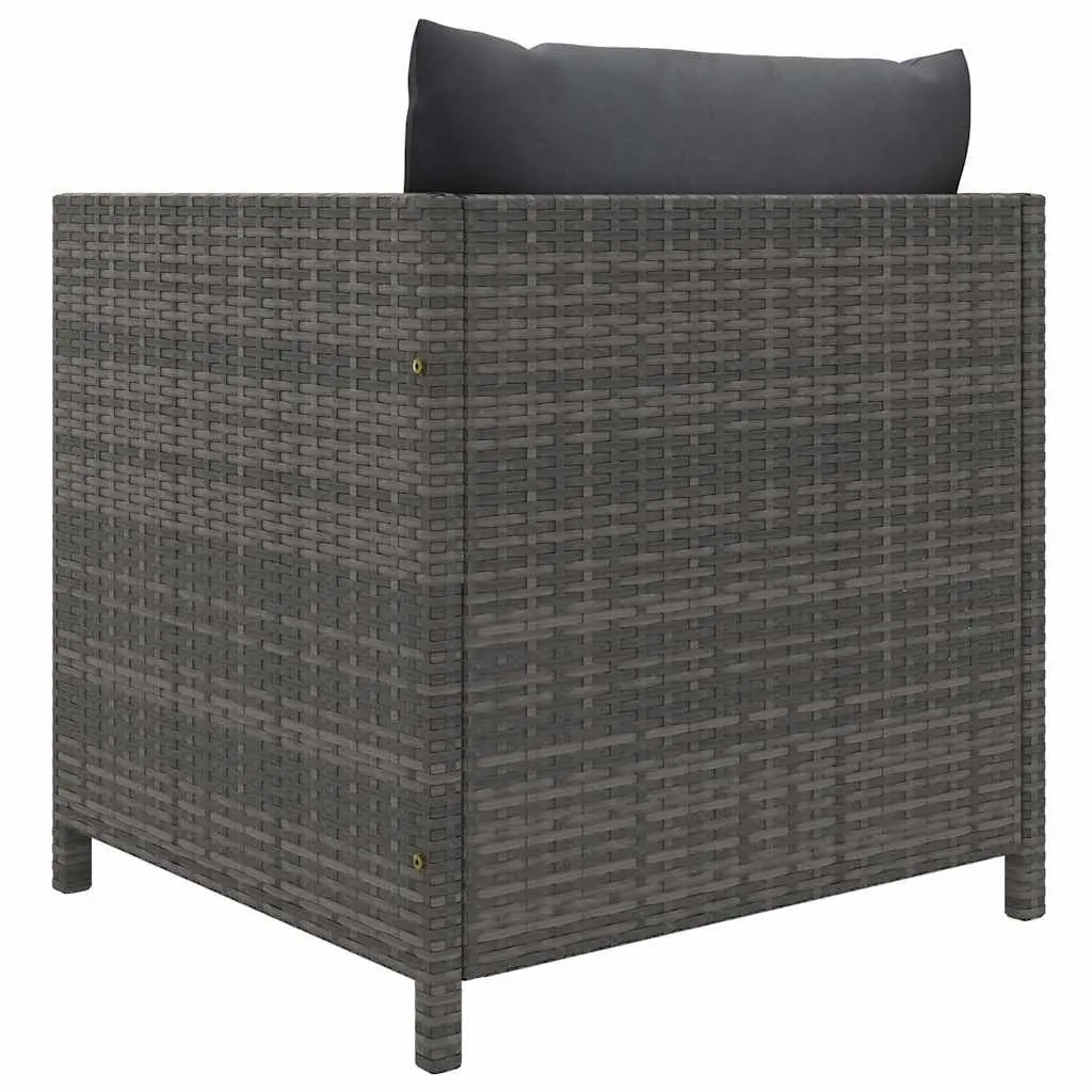 Garden Lounge Set 5 Piece Poly Rattan Outdoor Furniture Grey Cushions
