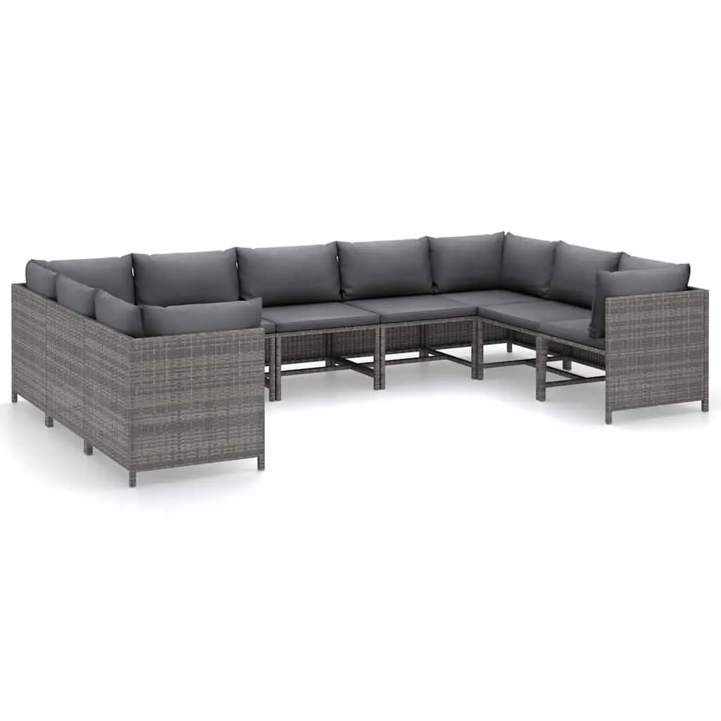 Outdoor Garden Lounge Set Modular Poly Rattan Furniture 9 Piece Grey
