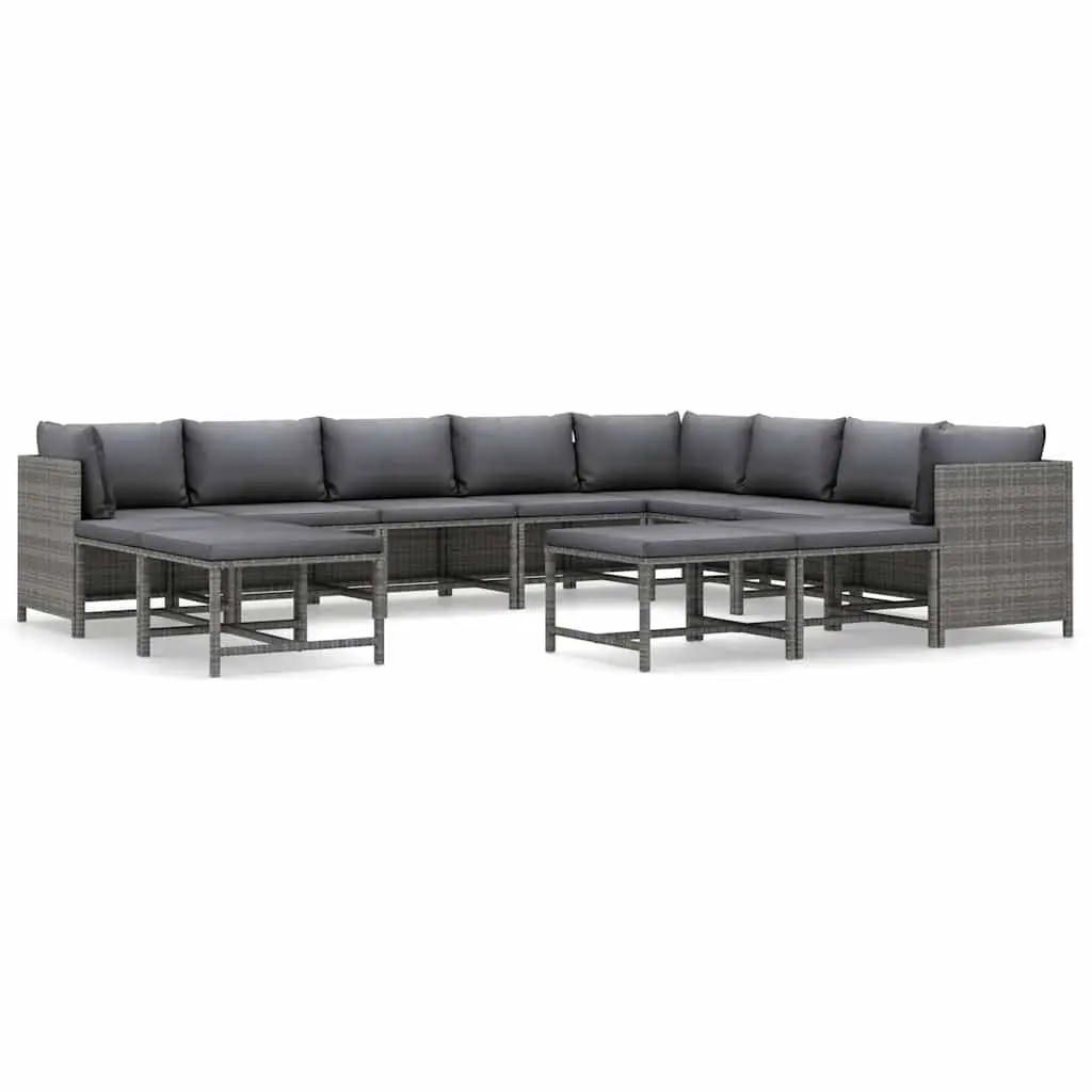 Garden Lounge Set Modular 12 Piece Poly Rattan Outdoor Furniture Grey