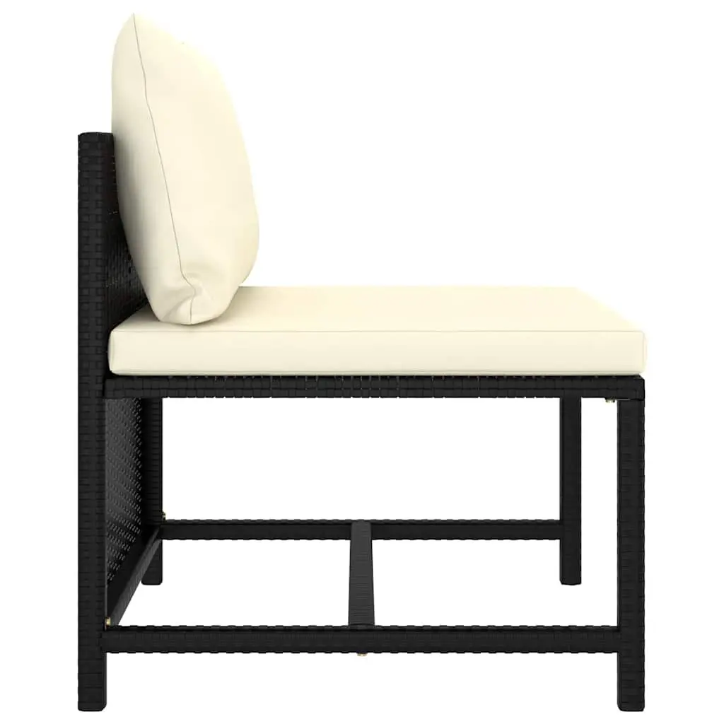 Outdoor Garden Lounge Set 5 Pieces PE Rattan Black Modular Furniture Cushions