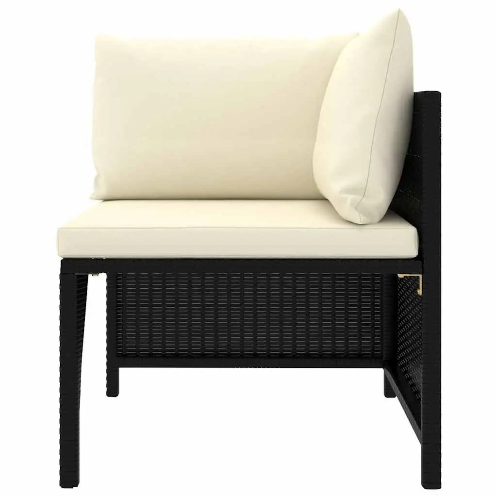 Outdoor Garden Lounge Set 5 Pieces PE Rattan Black Modular Furniture Cushions