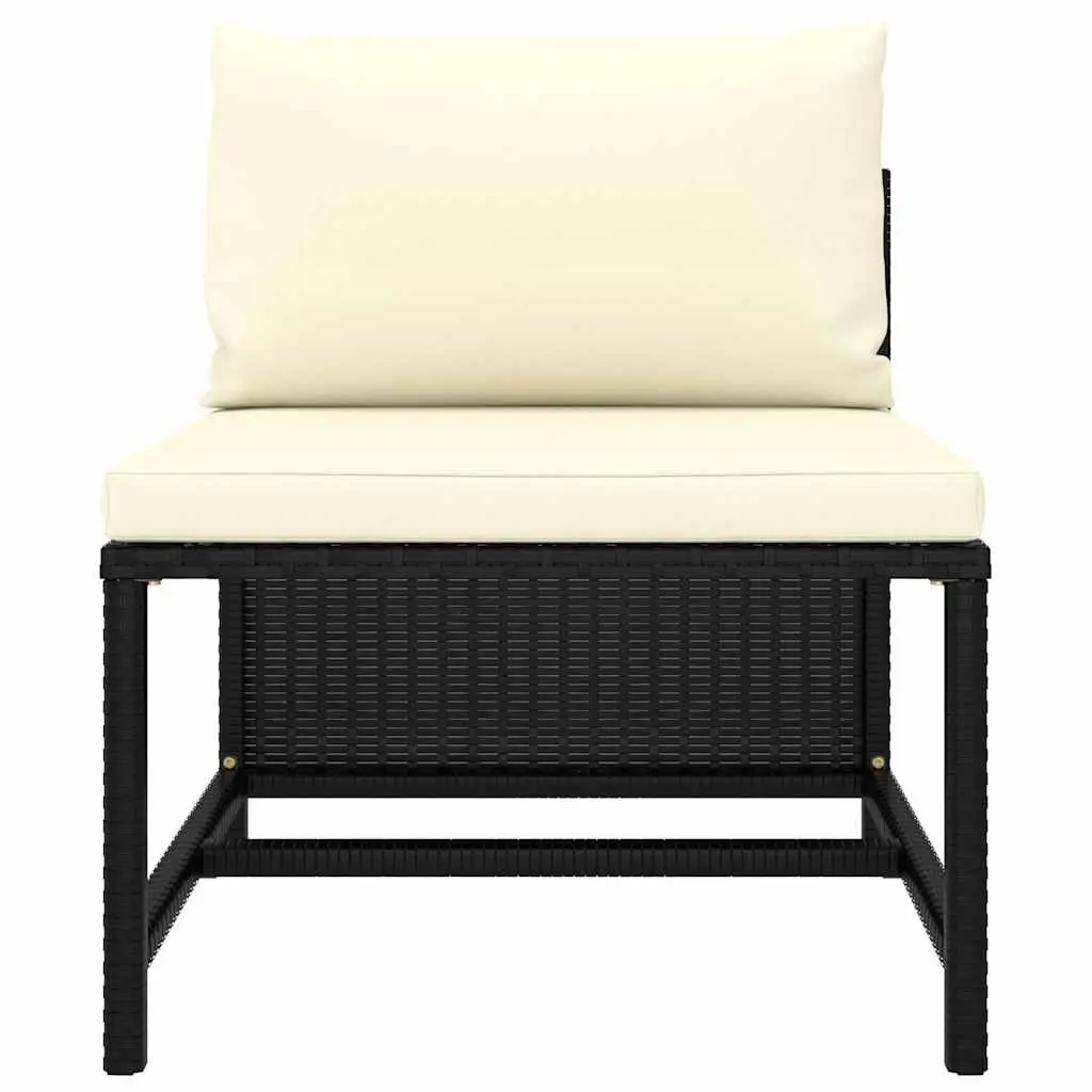 Outdoor Garden Lounge Set 5 Pieces PE Rattan Black Modular Furniture Cushions