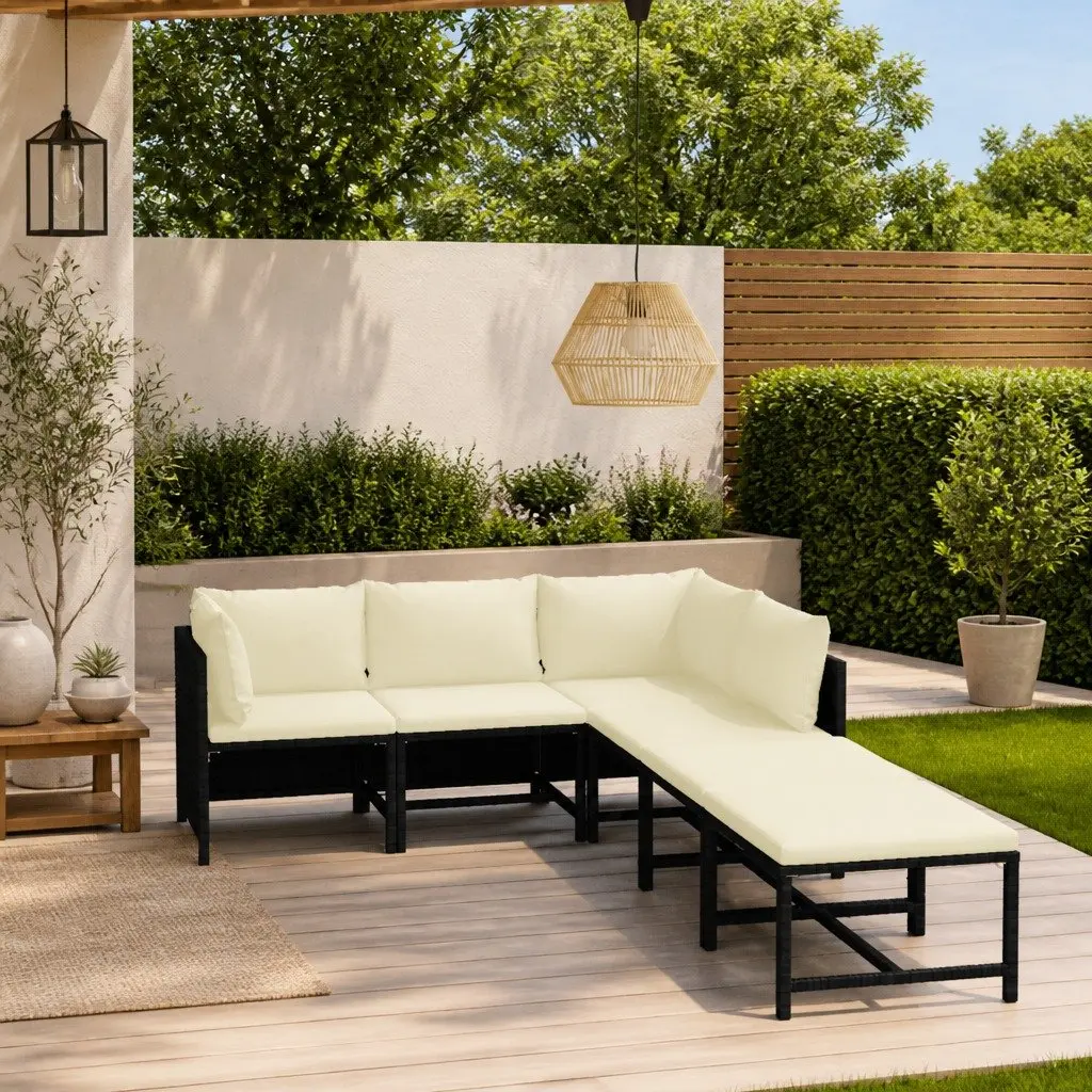 Outdoor Lounge Set 6 Piece Garden Furniture Poly Rattan Modular Sectional with
