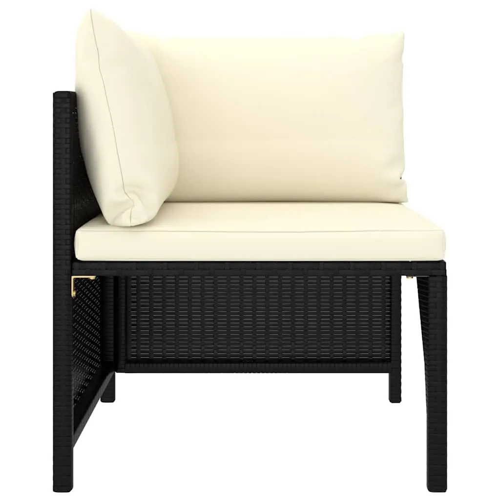 Outdoor Garden Lounge Set Poly Rattan Furniture 6 Piece Black