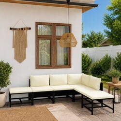 Your Outdoor Oasis: Black Poly Rattan Lounge Set Awaits