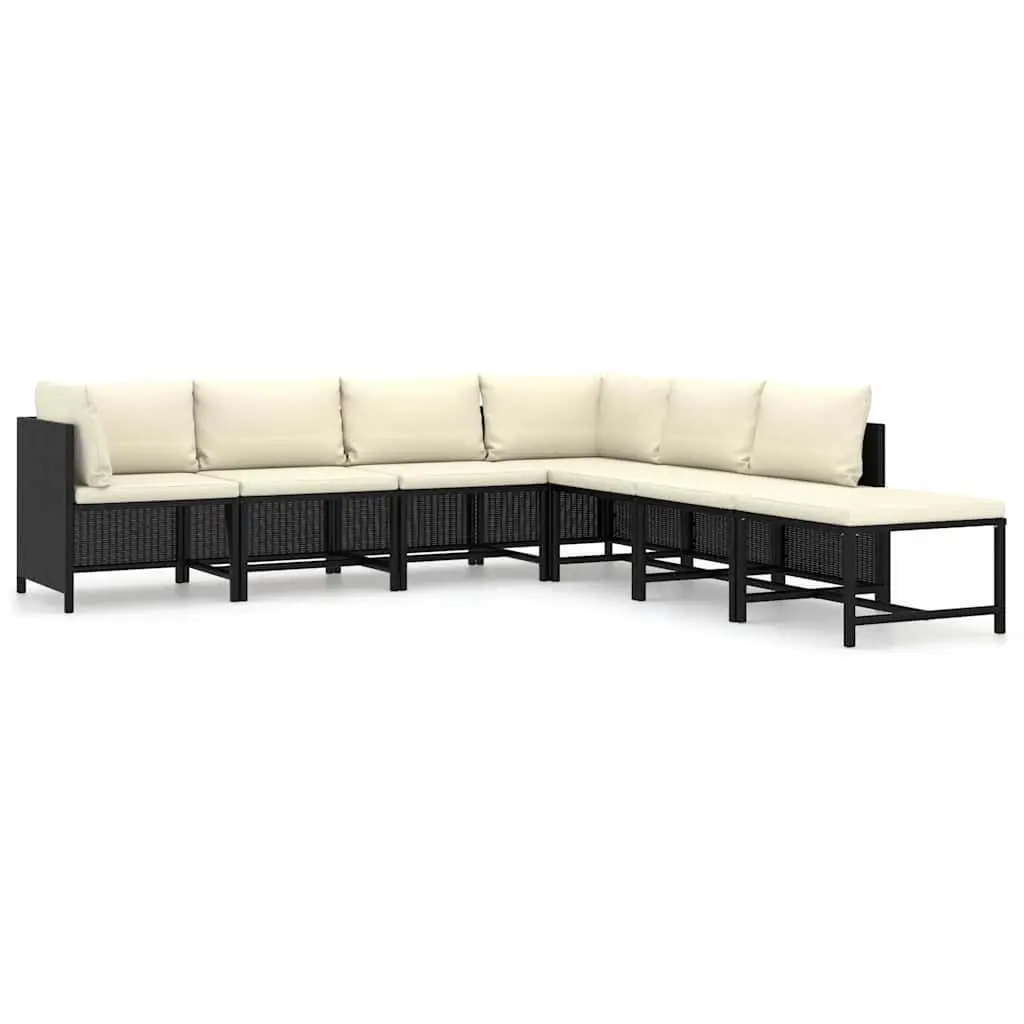 7 Piece Outdoor Garden Lounge Set with Cushions Poly Rattan Modular Furniture