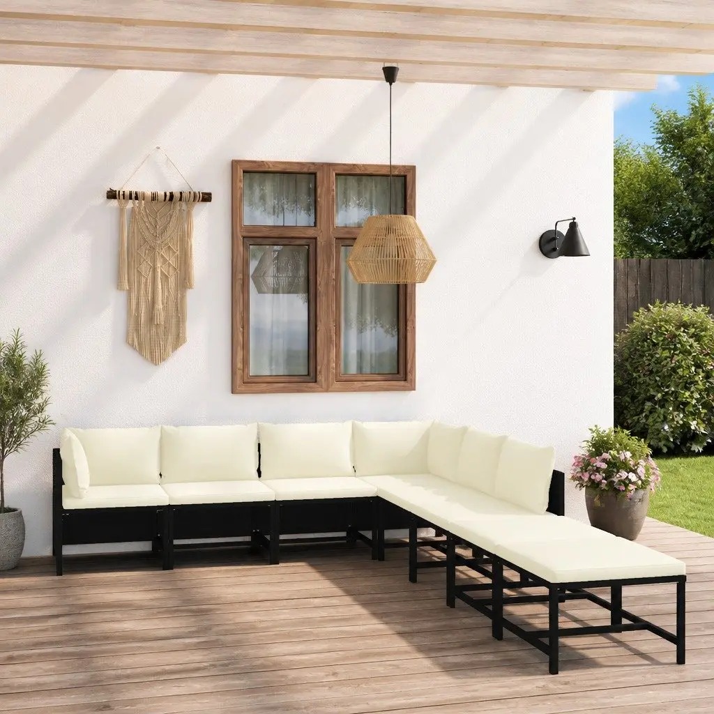 Garden Lounge Set 8 Piece Poly Rattan Outdoor Furniture Black Cushions Modular