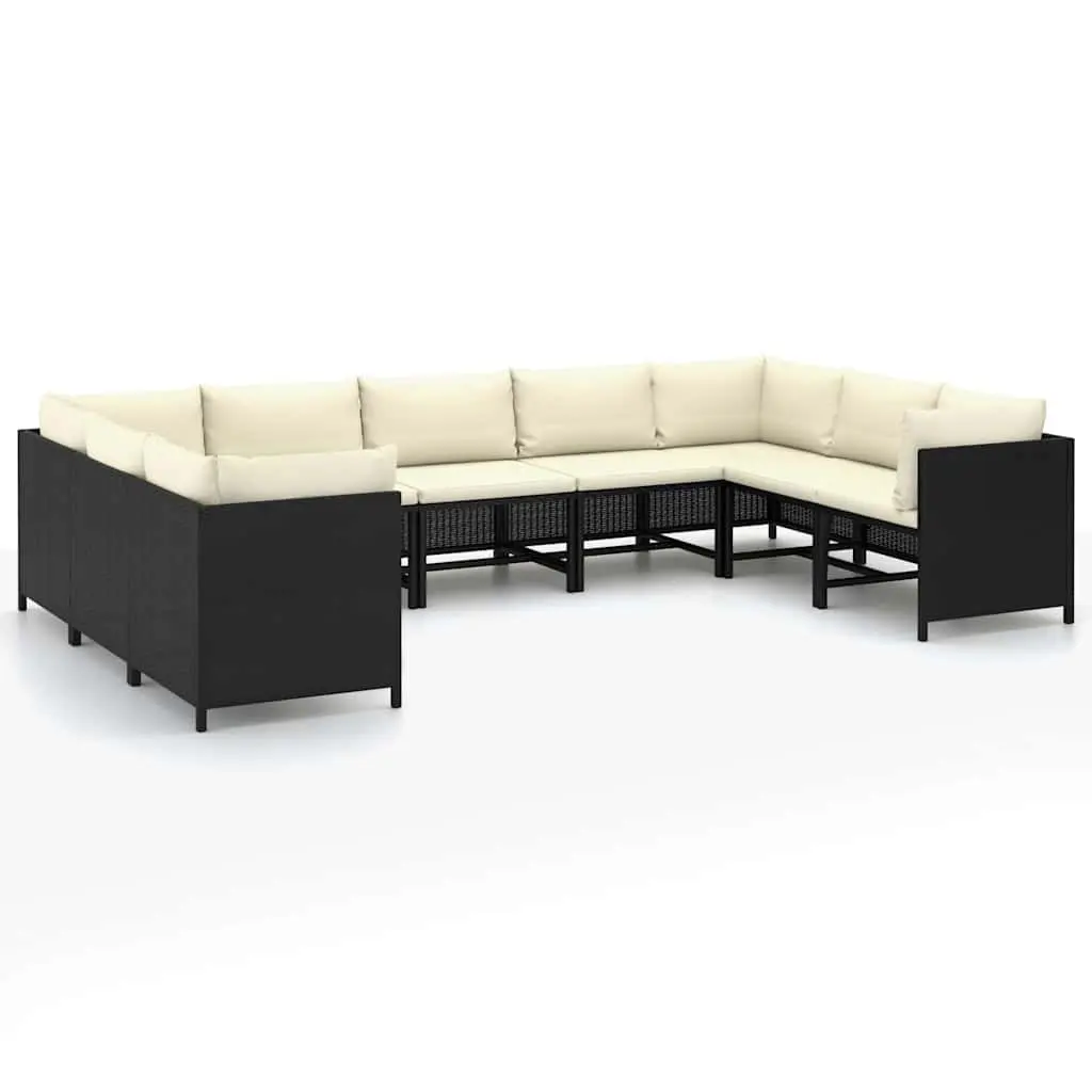 Garden Lounge Set 9 Piece Outdoor Furniture Poly Rattan Black Modular Patio