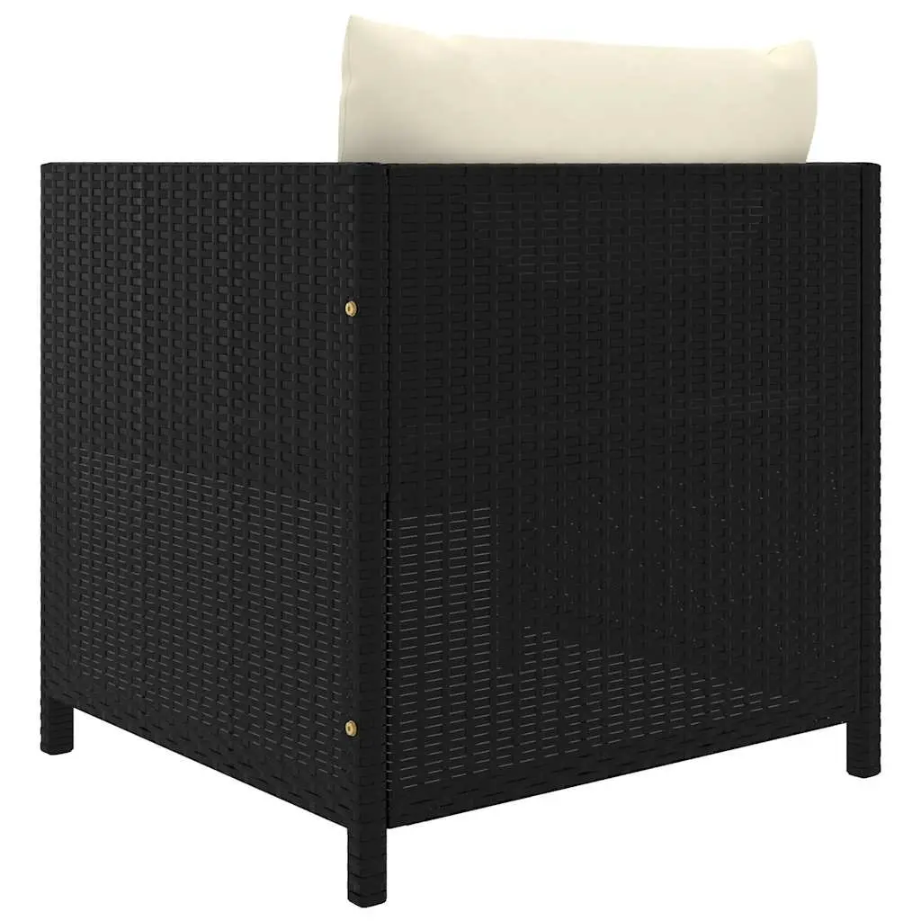 8 Piece Garden Lounge Set Poly Rattan Outdoor Furniture with Cushions Black