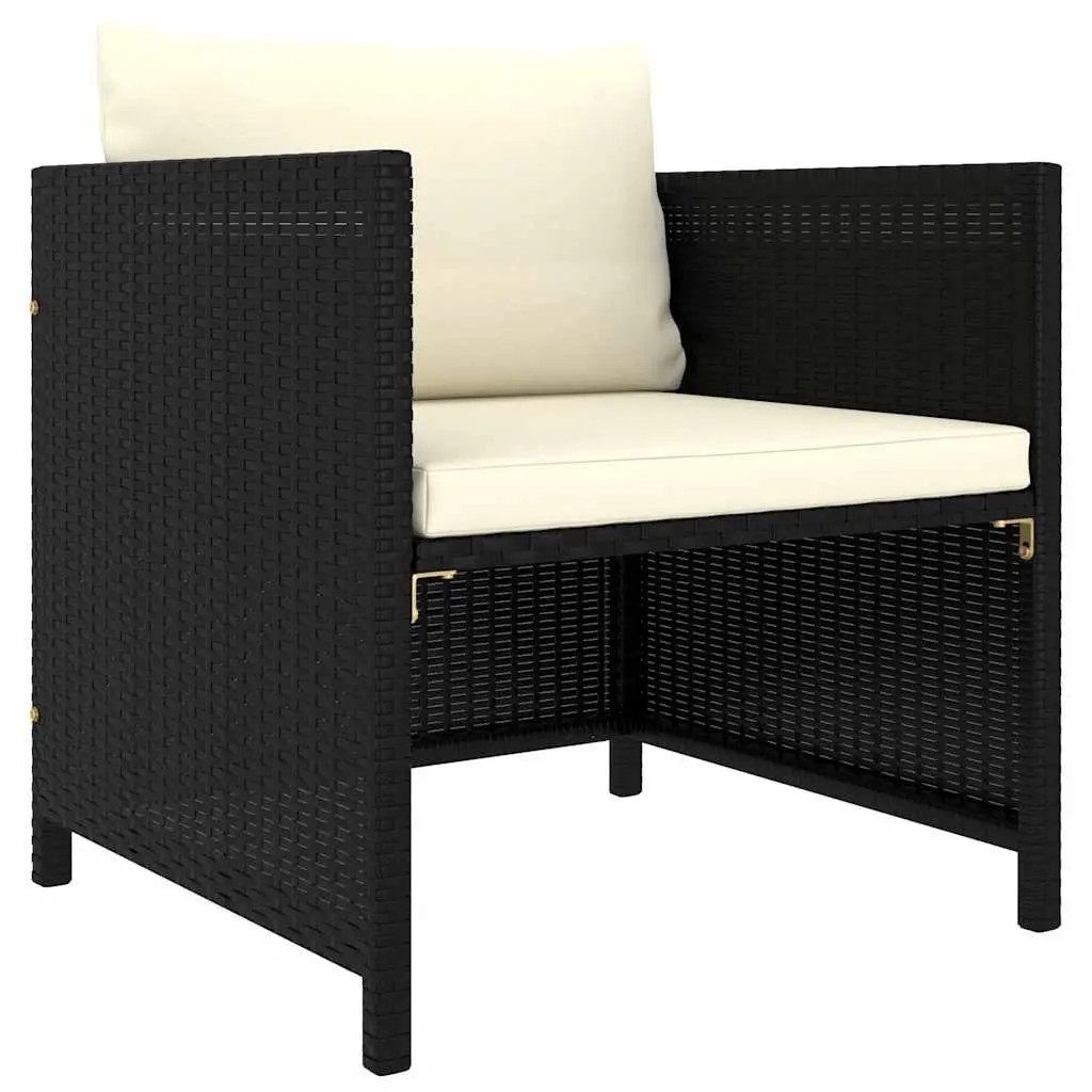 8 Piece Garden Lounge Set Poly Rattan Outdoor Furniture with Cushions Black