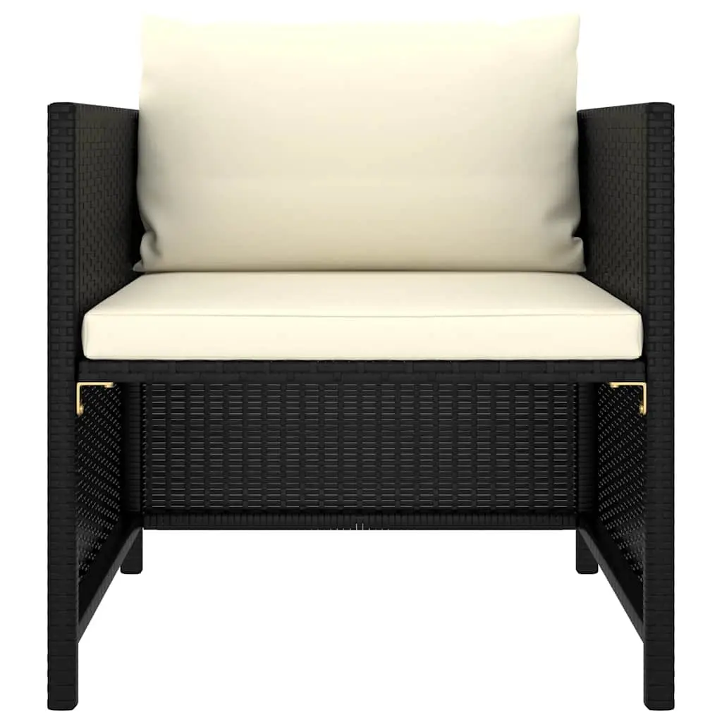 8 Piece Garden Lounge Set Poly Rattan Outdoor Furniture with Cushions Black