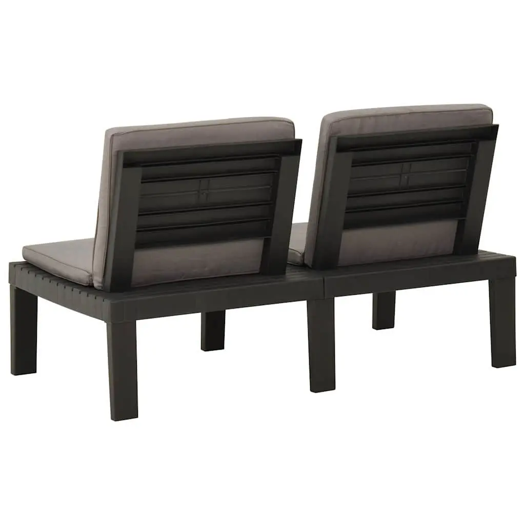 Garden Lounge Benches with Cushions 2 pcs Outdoor Seating Grey Padded