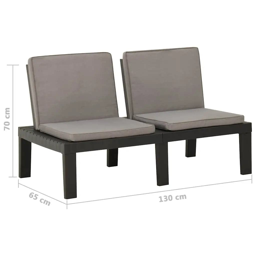 Garden Lounge Benches with Cushions 2 pcs Outdoor Seating Grey Padded