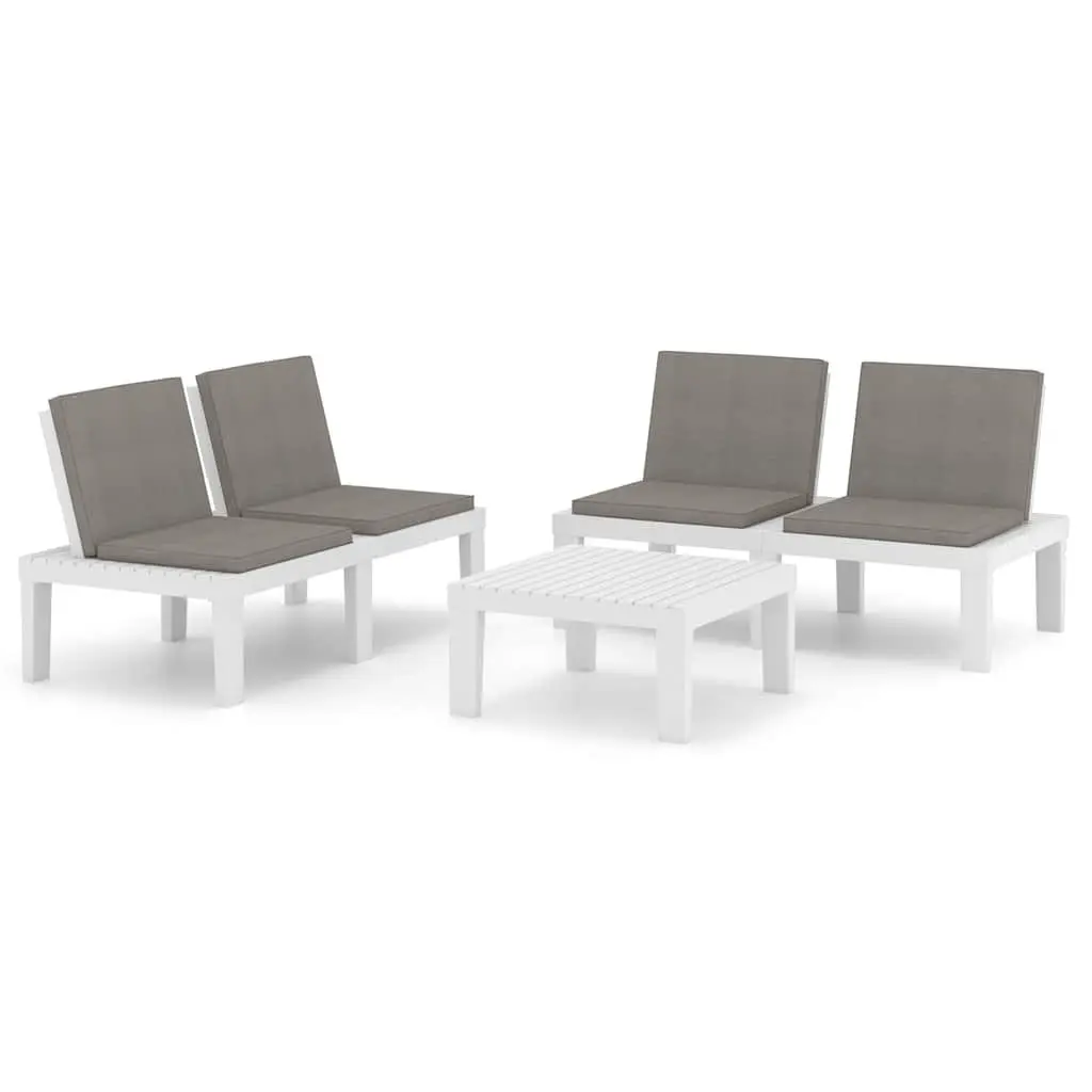 3 Piece Garden Lounge Set Durable Plastic White Outdoor Furniture