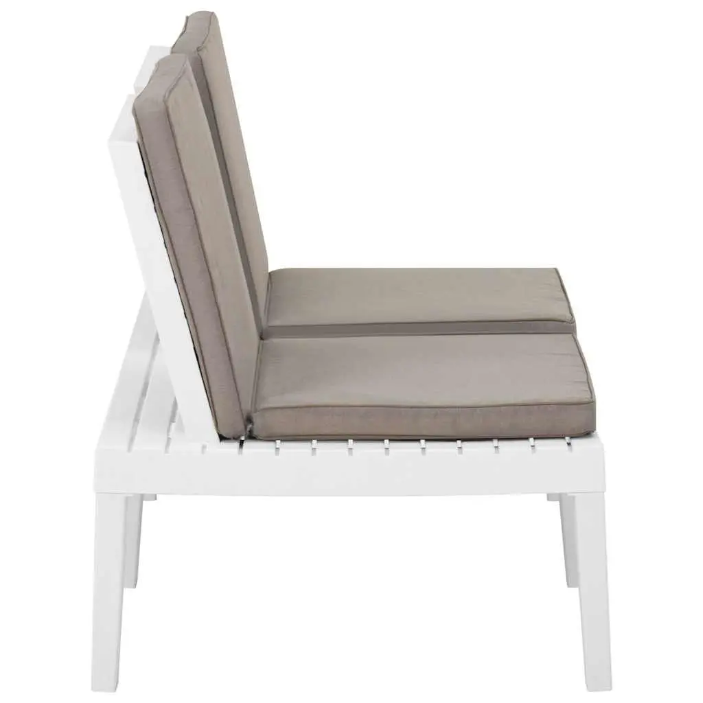 3 Piece Garden Lounge Set Durable Plastic White Outdoor Furniture