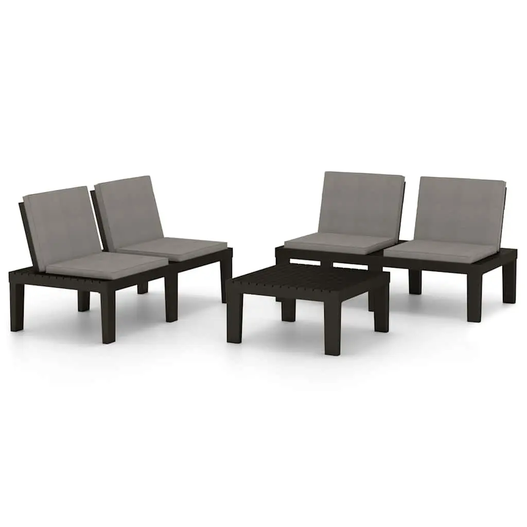 3 Piece Outdoor Lounge Set Grey with Cushions