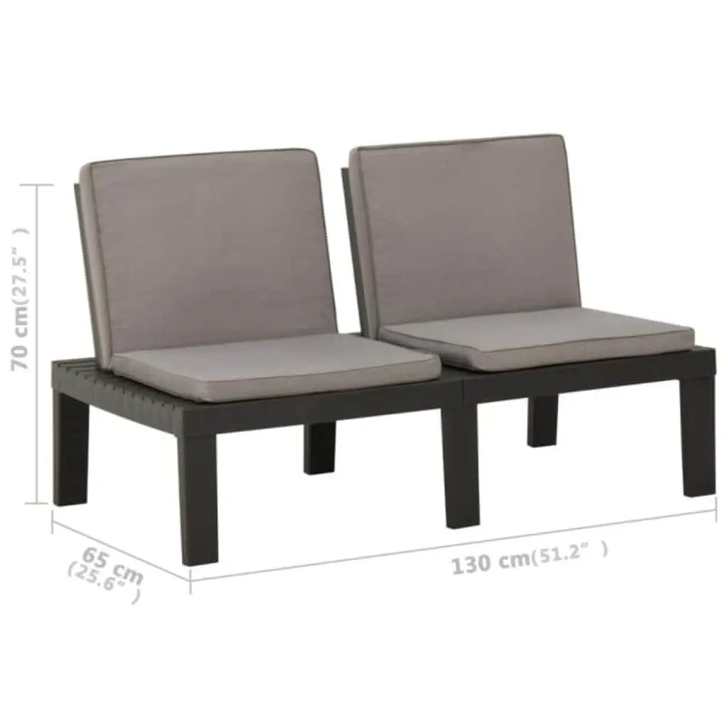 3 Piece Outdoor Lounge Set Grey with Cushions