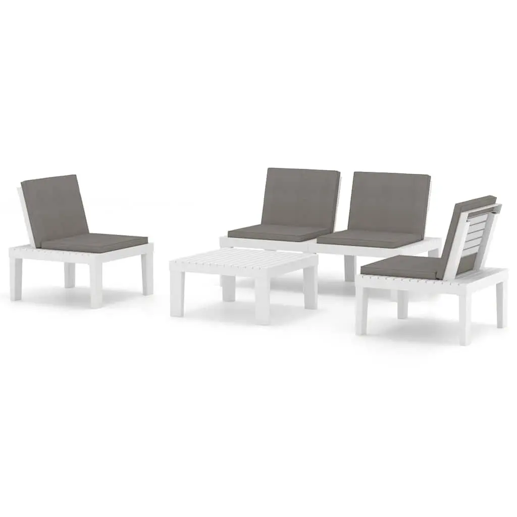Garden Lounge Set White 4 Piece Outdoor Furniture with Cushions