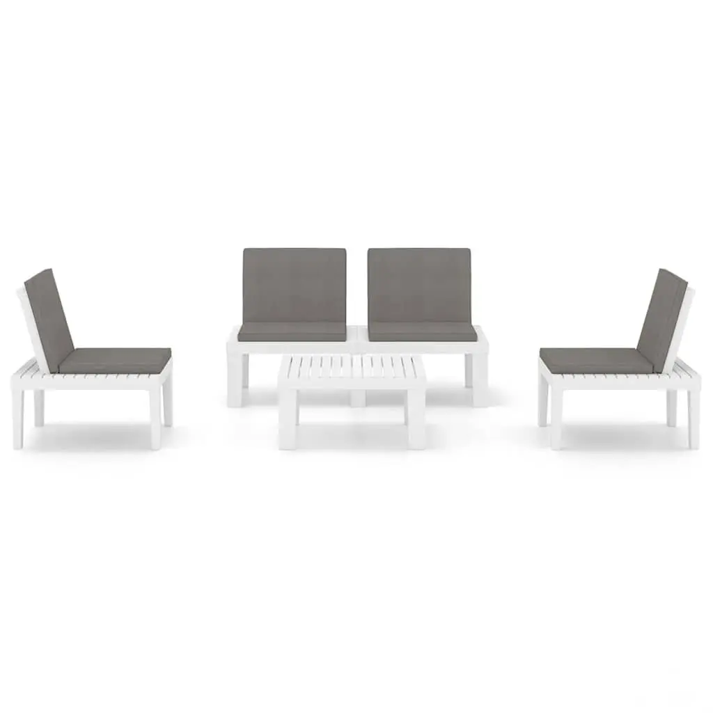 Garden Lounge Set White 4 Piece Outdoor Furniture with Cushions