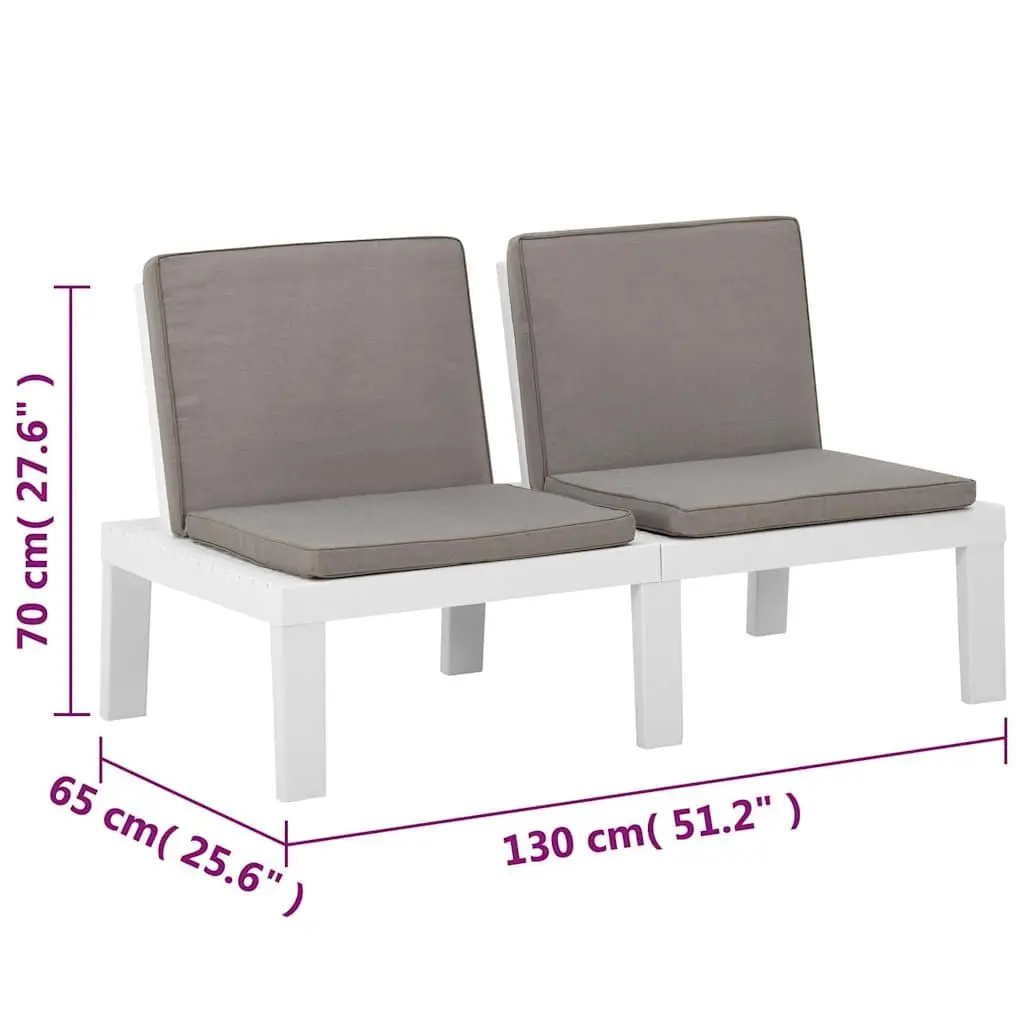 4 Piece Outdoor Lounge Set White Garden Furniture Seating with Cushions Table