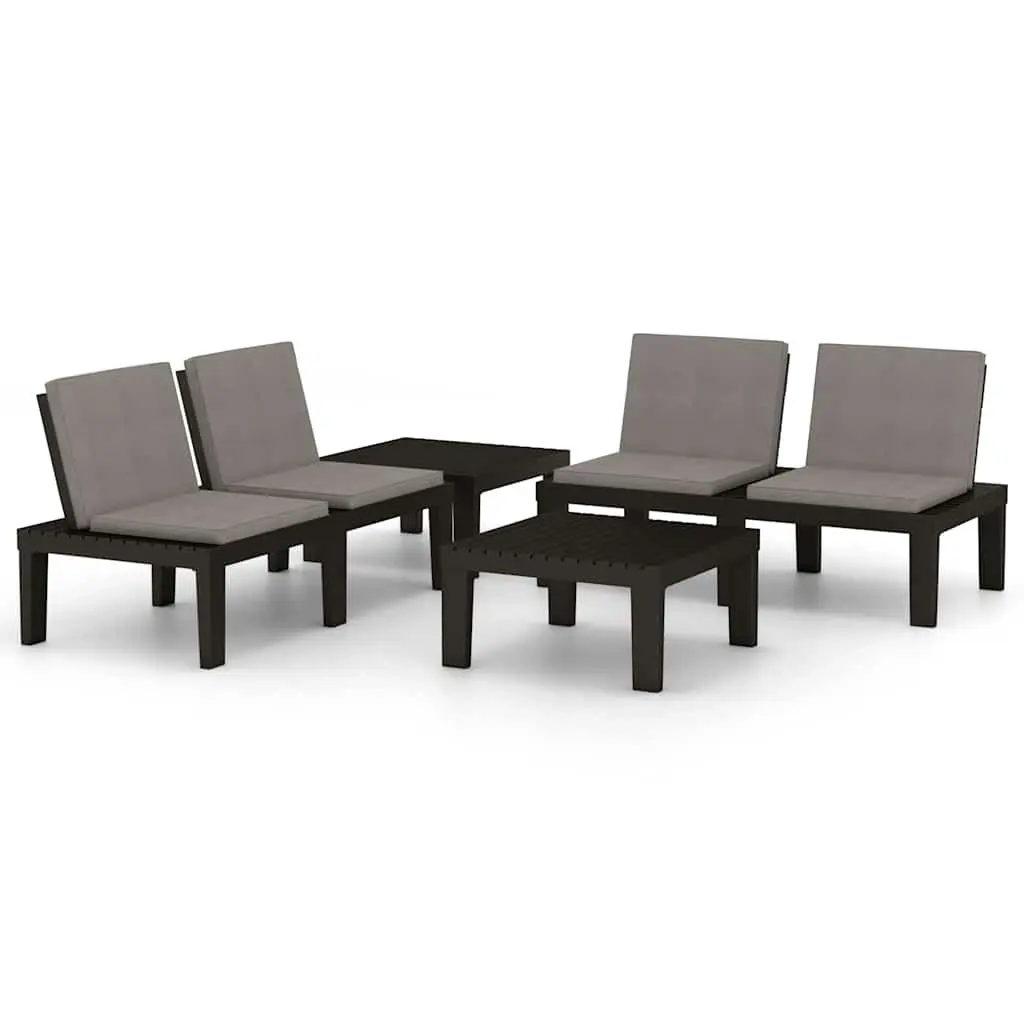 4 Piece Outdoor Lounge Set Grey Cushions