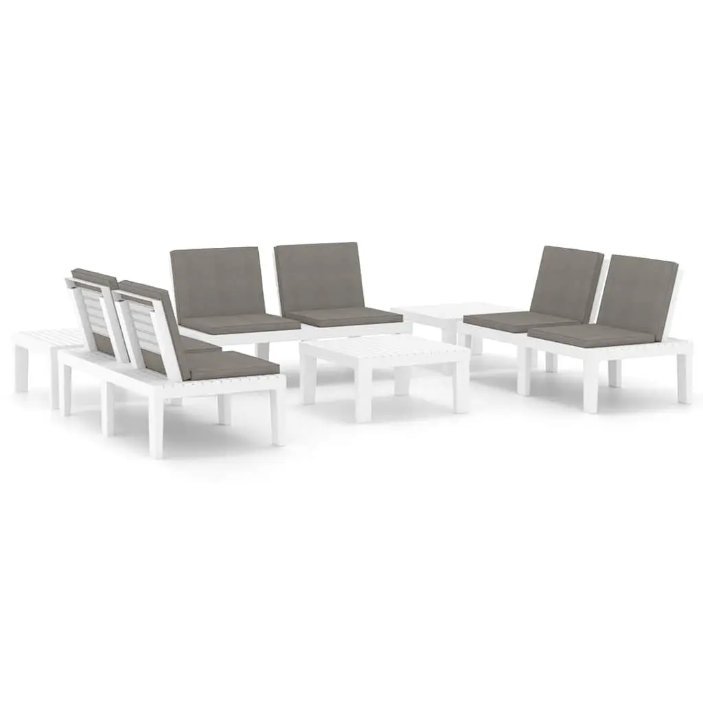 6 Piece Outdoor Lounge Set White Plastic Garden Furniture Patio Seating