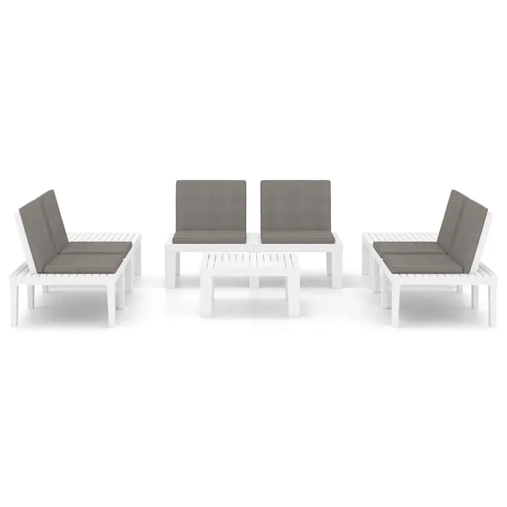 6 Piece Outdoor Lounge Set White Plastic Garden Furniture Patio Seating