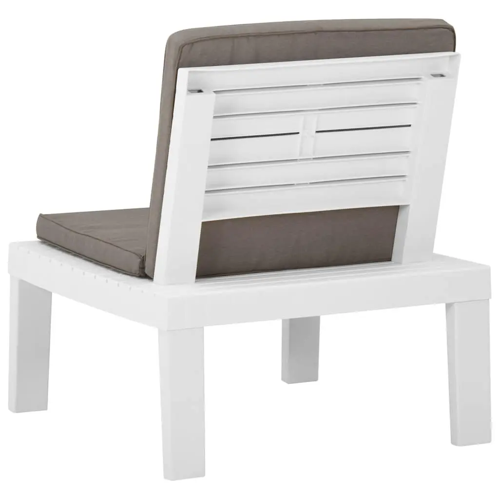 4 Piece Outdoor Lounge Set White Plastic Garden Furniture with Cushions