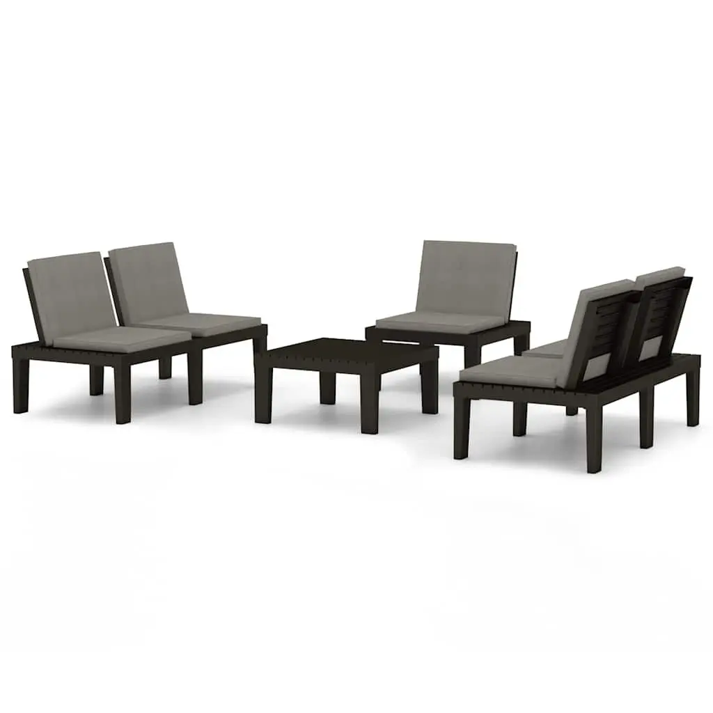 Garden Lounge Set Cushioned Grey Outdoor Furniture 4 Piece