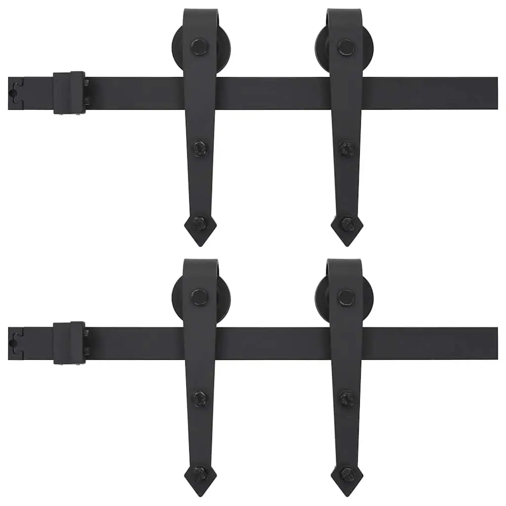 Barn Door Hardware Set Black Steel Track Rollers 200cm
