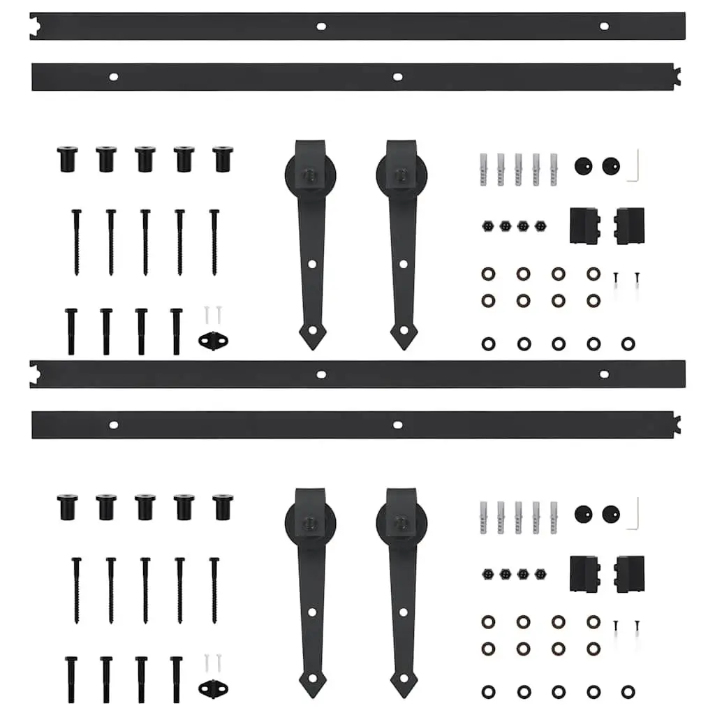 Barn Door Hardware Set Black Steel Track Rollers 200cm