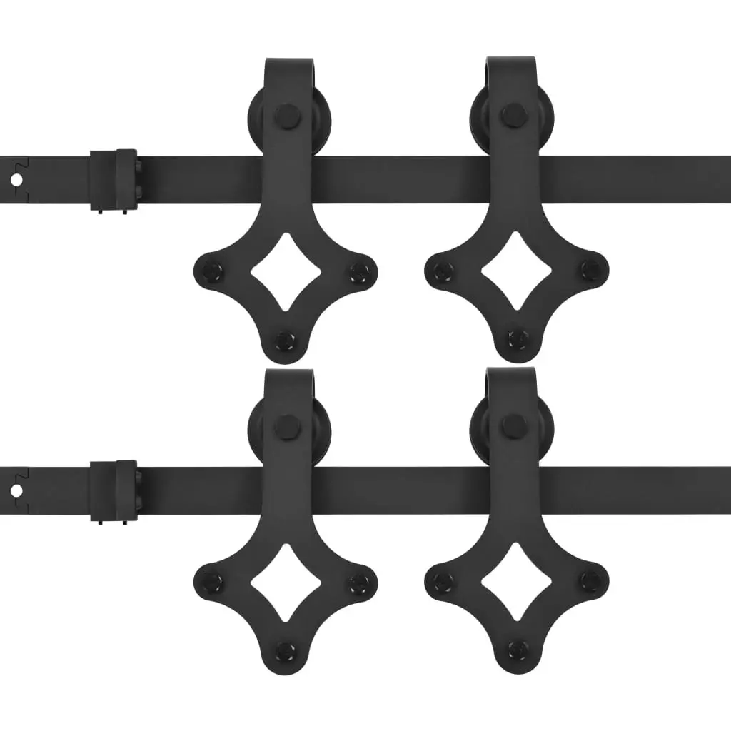 Sliding Door Hardware Kit 200cm Track Roller System 2pcs