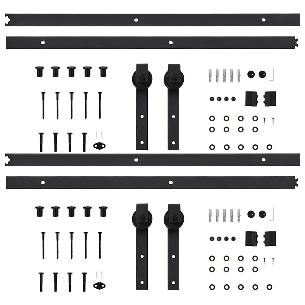 Sliding Door Hardware Kit Smooth Operation 200cm Track Rail Roller Set