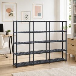 5-Tier Storage Shelf Black Plastic Bookshelf Display Rack Organizer Unit Stand