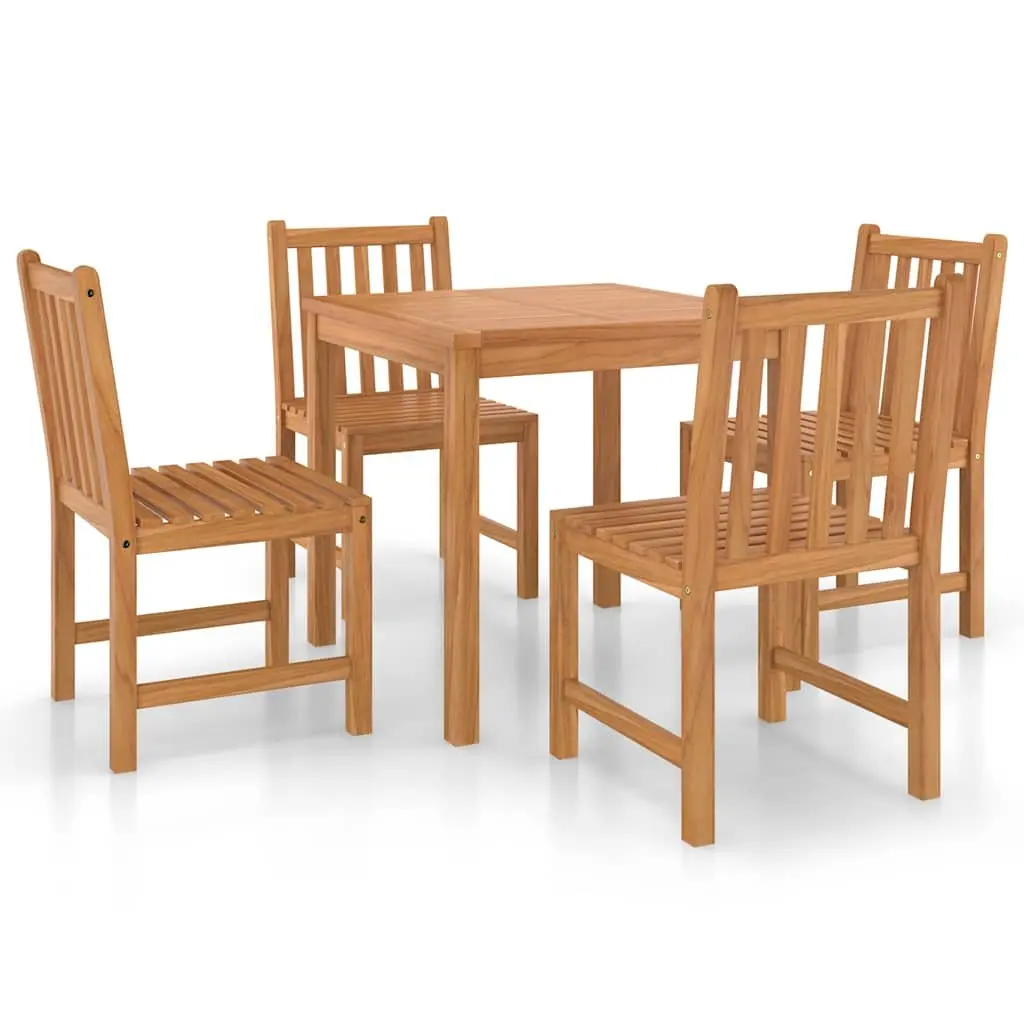 Garden Dining Set Solid Teak Wood 5 Piece Outdoor Furniture Brown