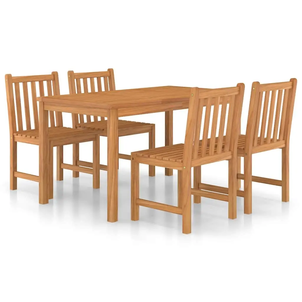 Teak Wood 5 Piece Garden Dining Set Outdoor Furniture Table and Chairs Brown