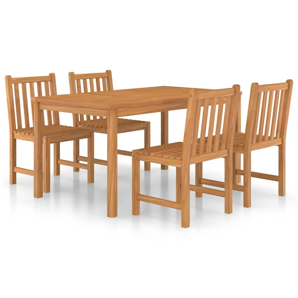 Garden Dining Set 5 Piece Solid Teak Hardwood Outdoor Furniture Table Chairs Brown