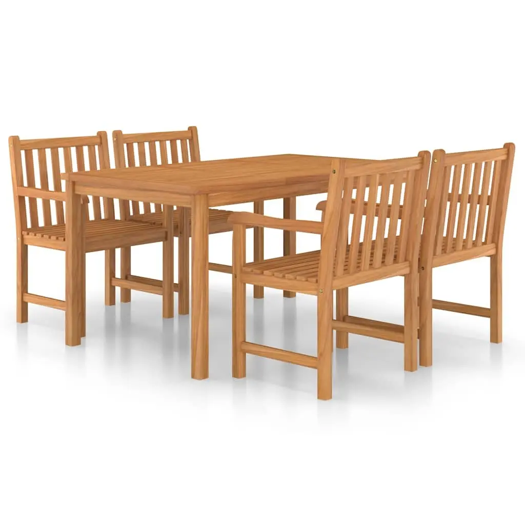 Garden Dining Set 5 Piece Outdoor Furniture Teak Wood Table Chairs Patio