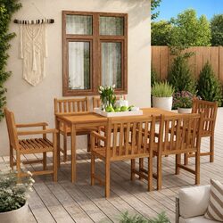 Friendly 7-Piece Teak Dining Set for Your Enjoyment
