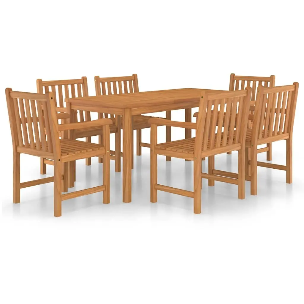 Teak Wood Garden Dining Set 7 Piece Outdoor Furniture Brown Table and Chairs
